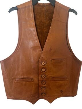 Barker custom Vtg rare Men’s size M Brown Leather Button-Front Vests L143